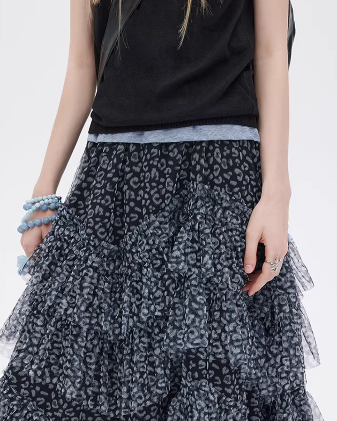 Mesh Cake Long Skirt SHN0036