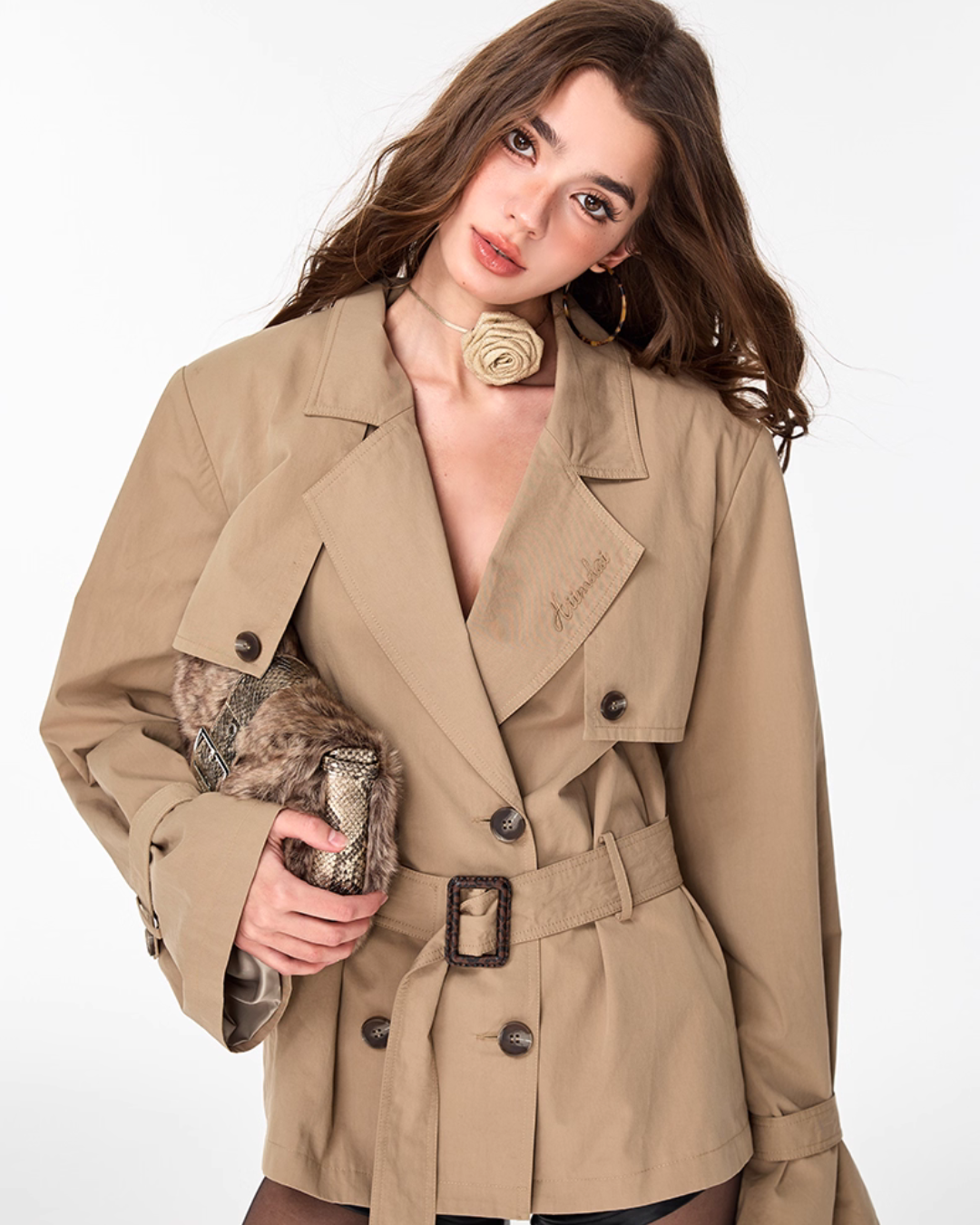 Double Breasted Mid Length Trench Coat HID0001