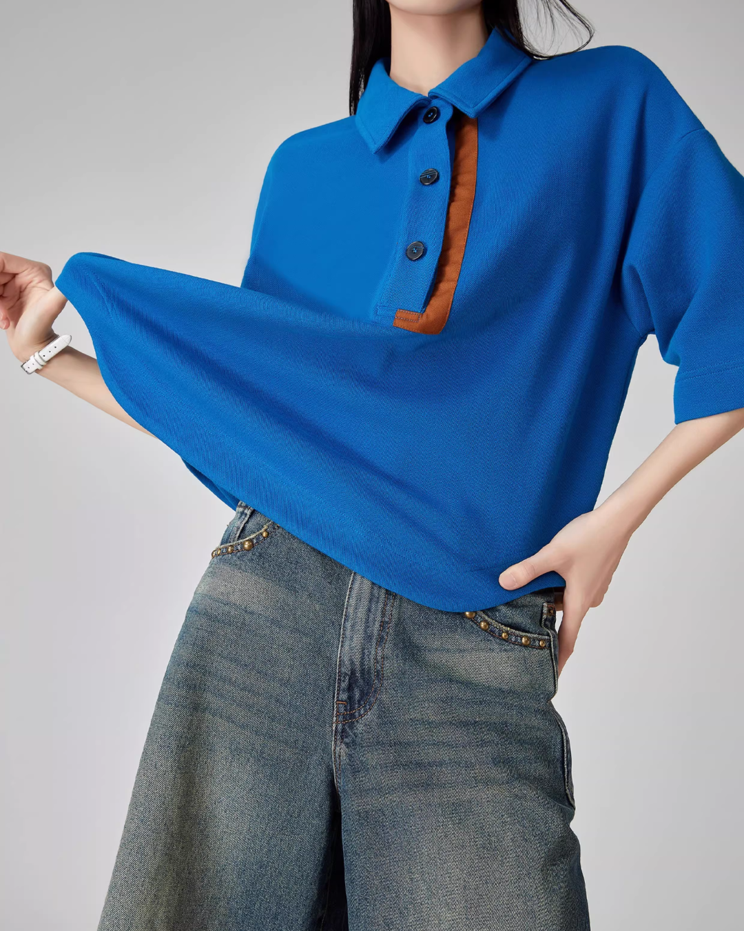 Color-Block Retro Polo Shirt FER0077