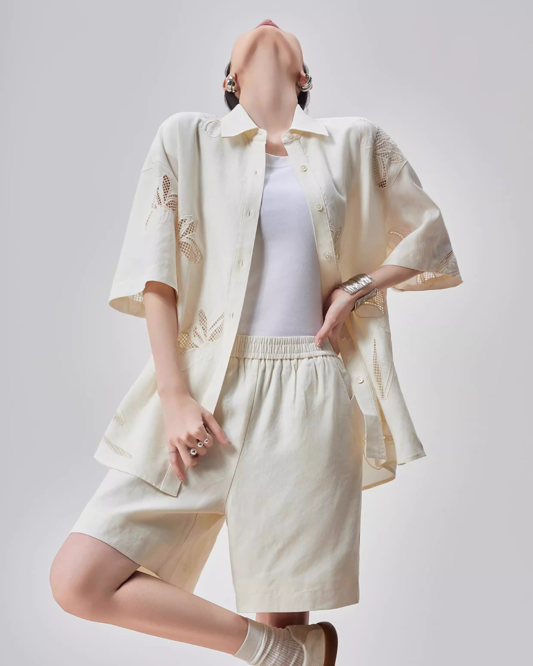 Botanical Embroidery Shirt / Shorts FER0116