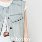 Light Blue Round Neck Denim Vest LLA0451