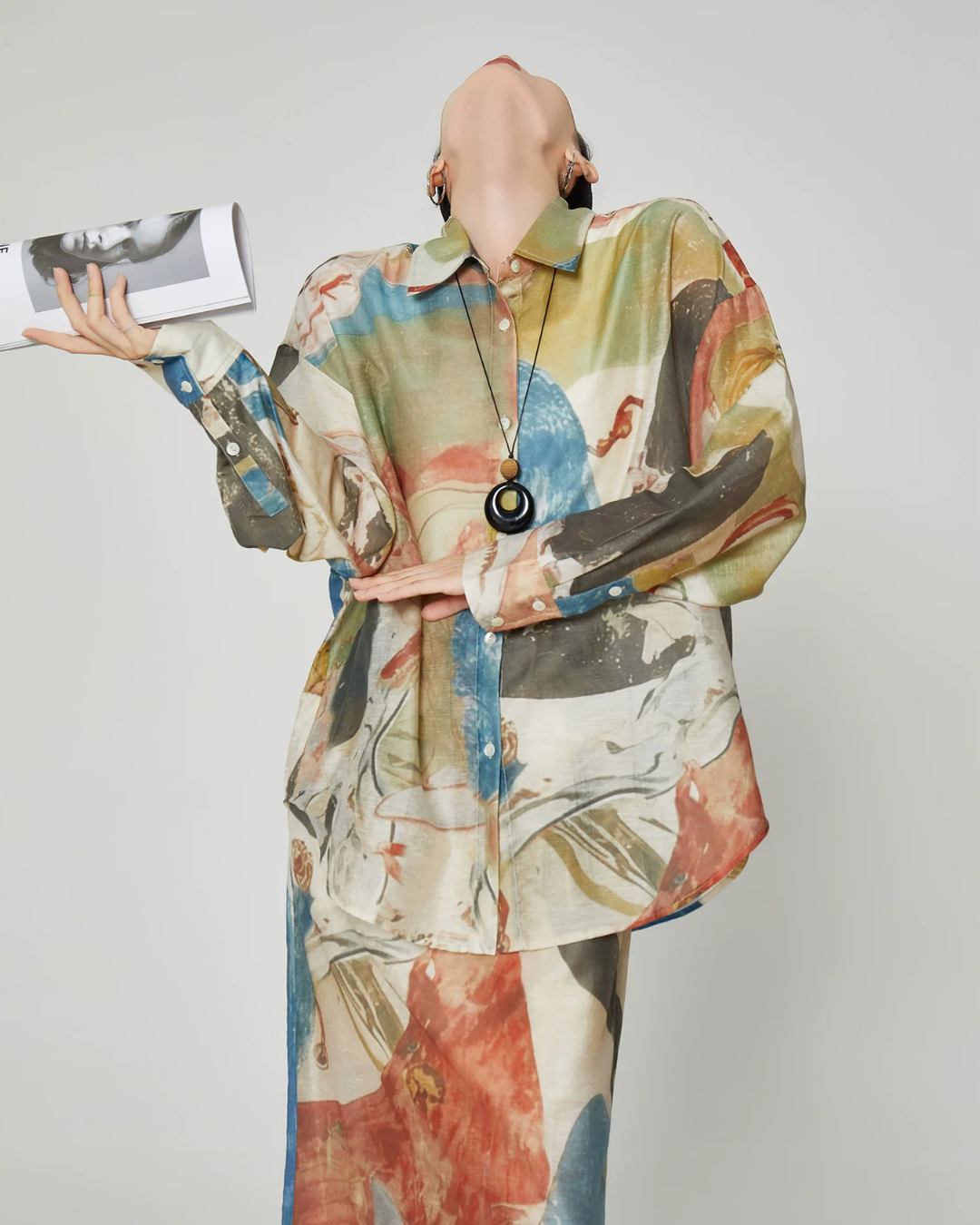 Colorful Art Print Lshirt / Long Skirt FER0359