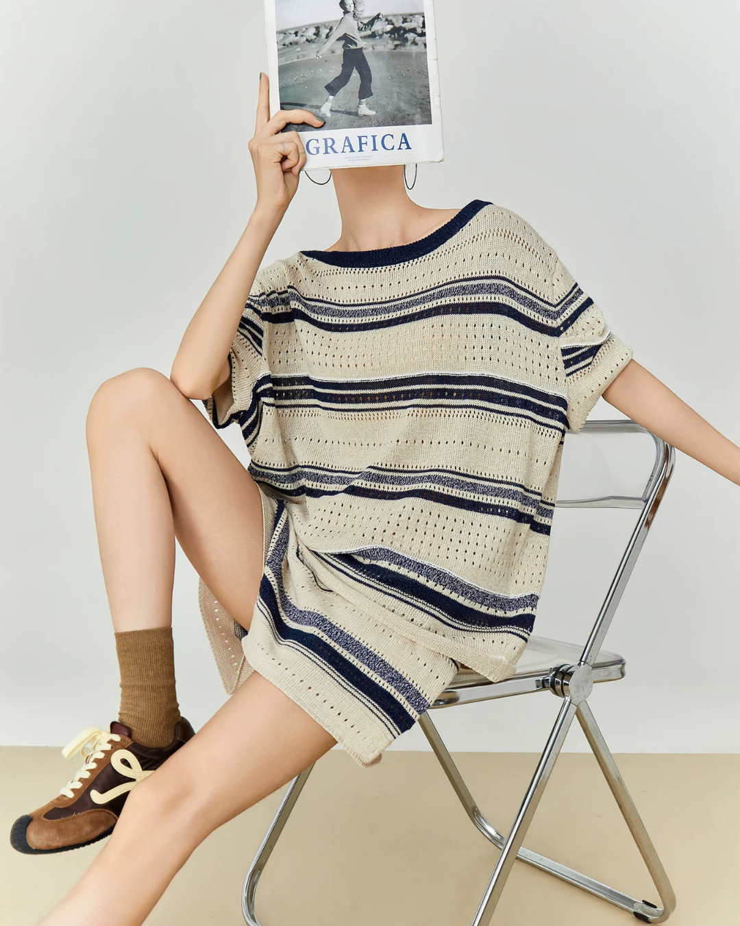 Openwork Knit Summer Top / Short Pants FER0355