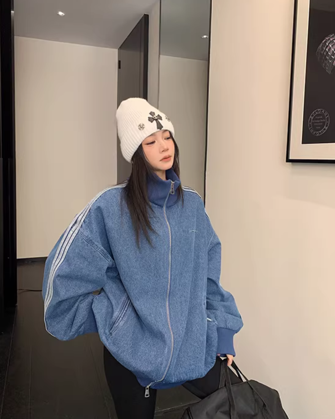 Sideline Denim Track Jacket YLS1017