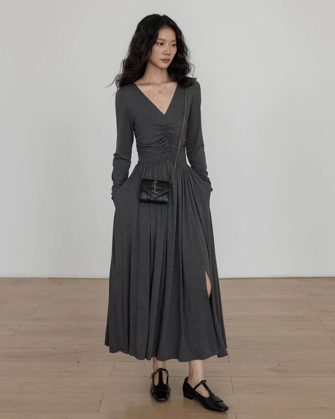 V-neck Flare Dress VAS0179