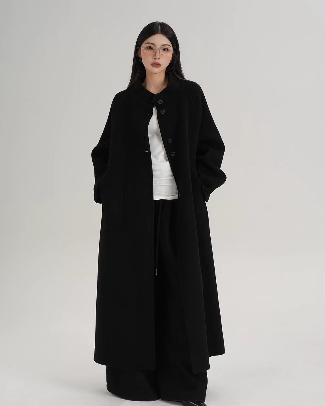 Mock Neck Long Coat SRS0407