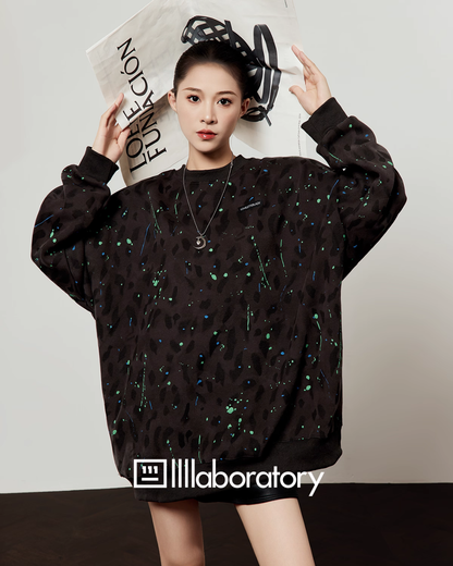 Leopard Round Neck Top / Leather Skirt LLA0547