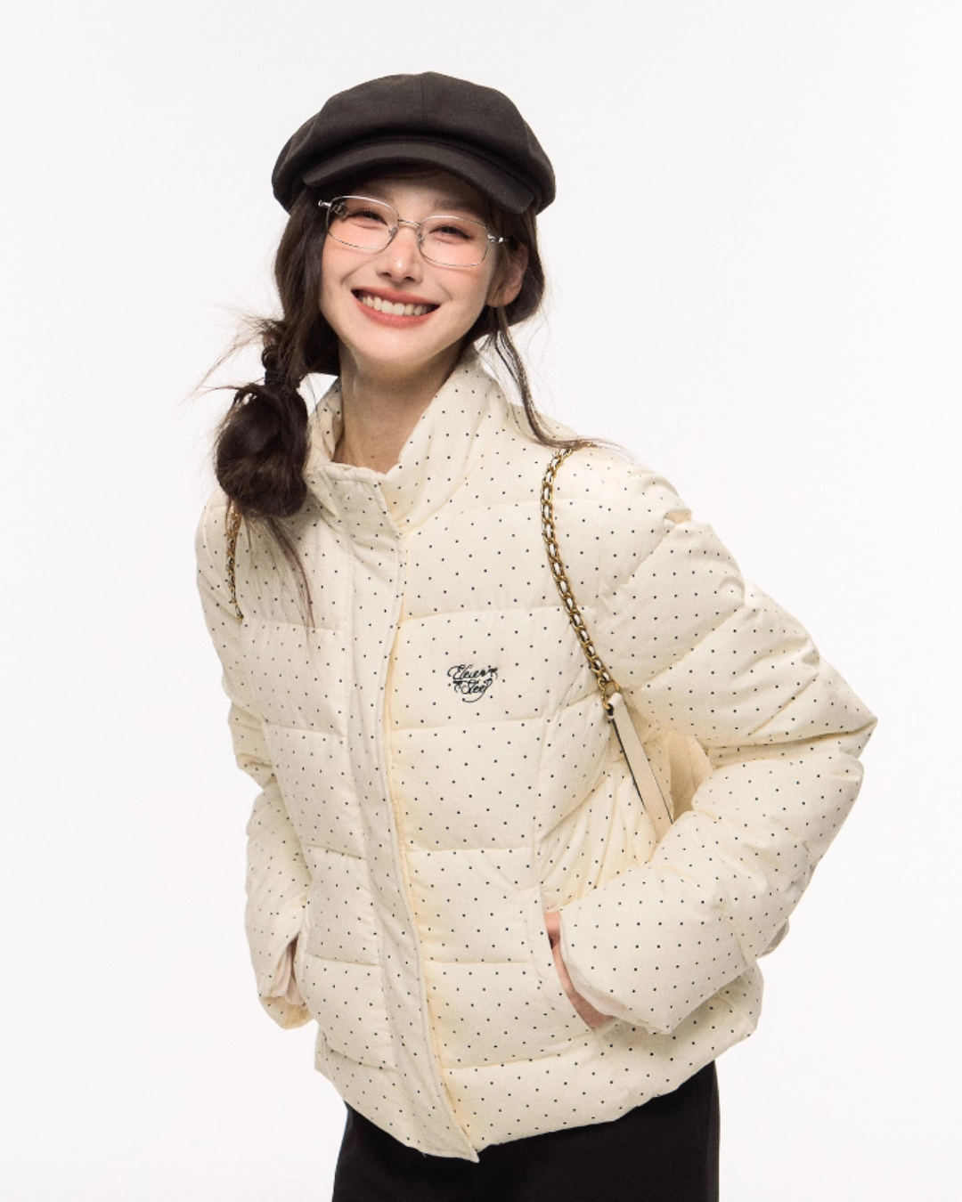 Polka Dot Handle Down Jacket/Flared Pants ELS0012