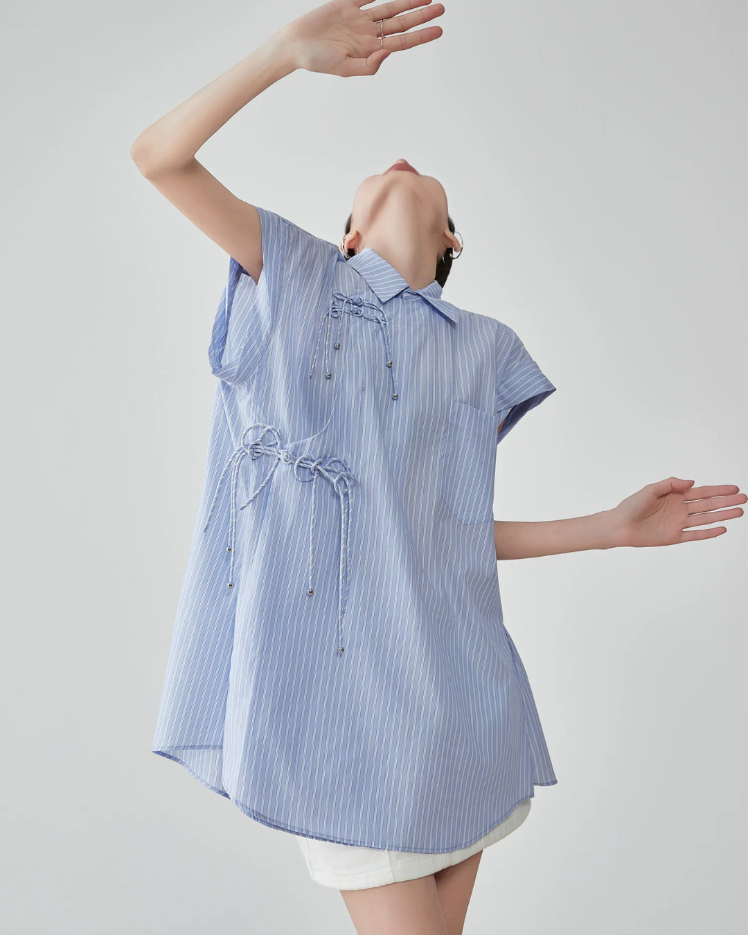 Blue Striped Sleeveless Shirt FER0177