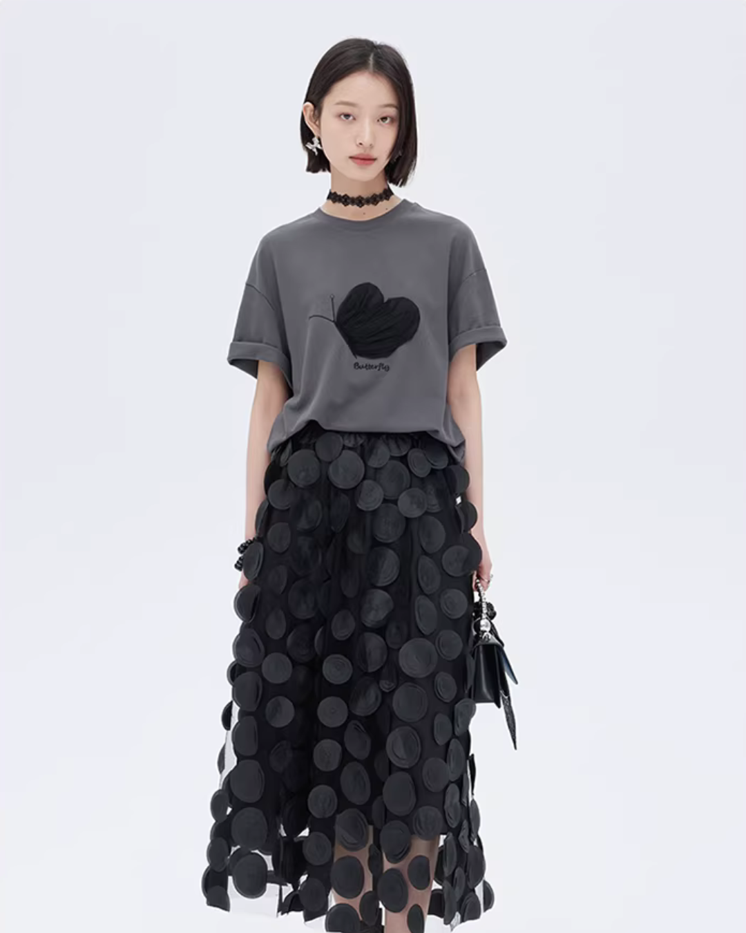 Butterfly Embroidery Short Sleeve T-Shirt SHN0012
