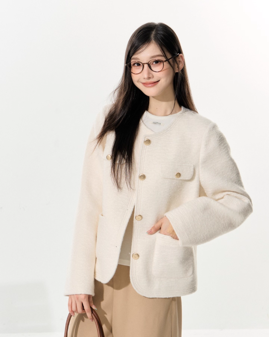 Tweed Jacket/Wide Pants/Long-Sleeve Top ELS0003