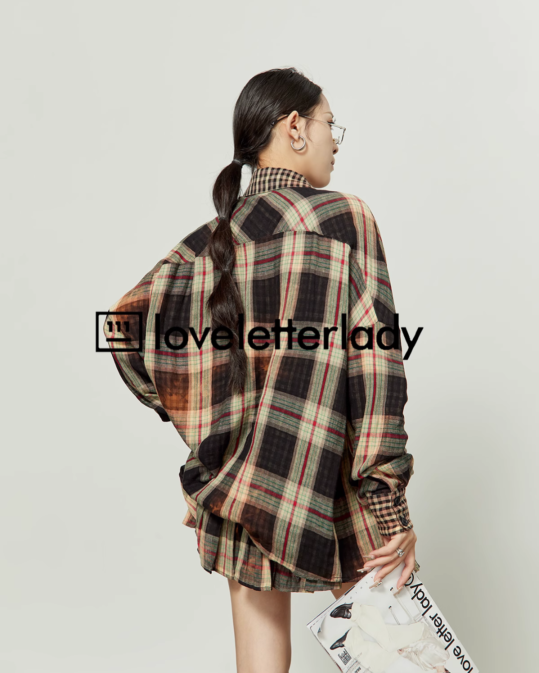 Orange Plaid Oversize Shirt / Skirt LLA0283