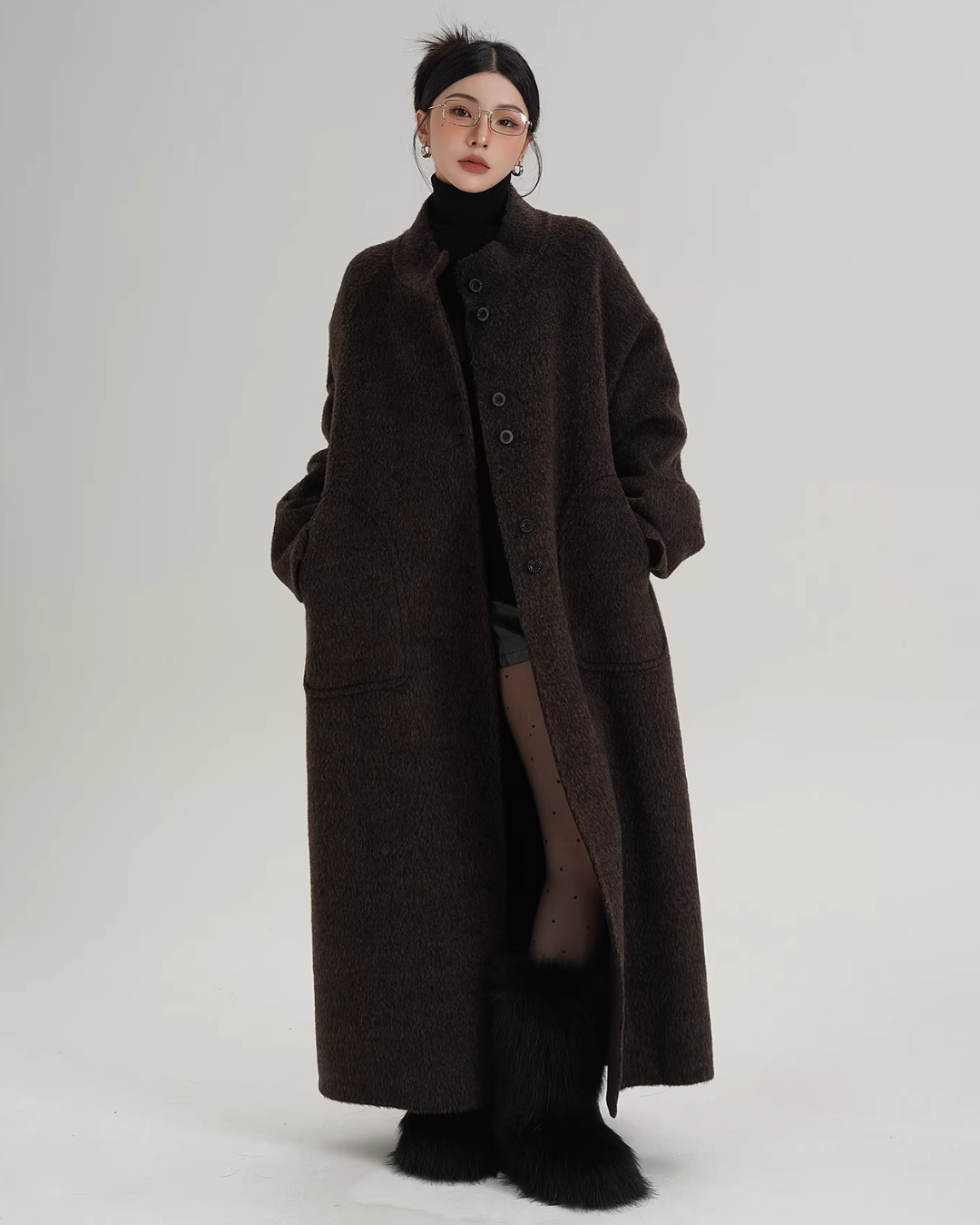 Mock Neck Long Coat SRS0407