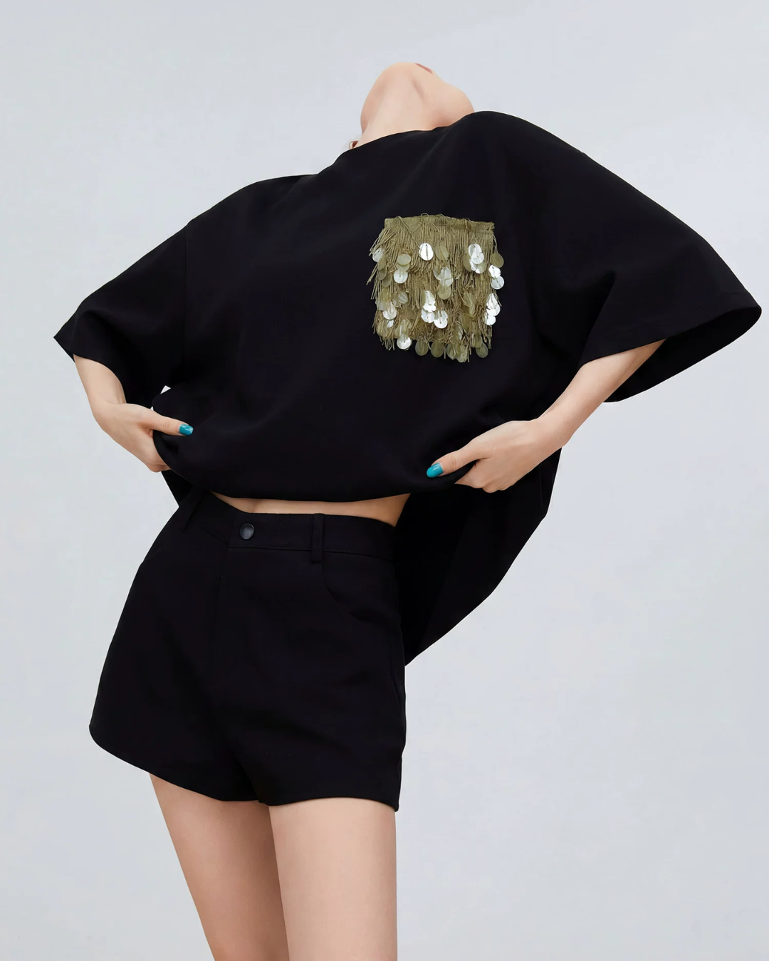 Sequin Pocket Short-Sleeve T-Shirt FER0331