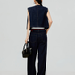 Palm Tree Embroidered Denim Vest / Wide Pants FER0303