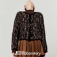 Leopard Round Neck Cardigan / Caramel Pleated Skirt LLA0553