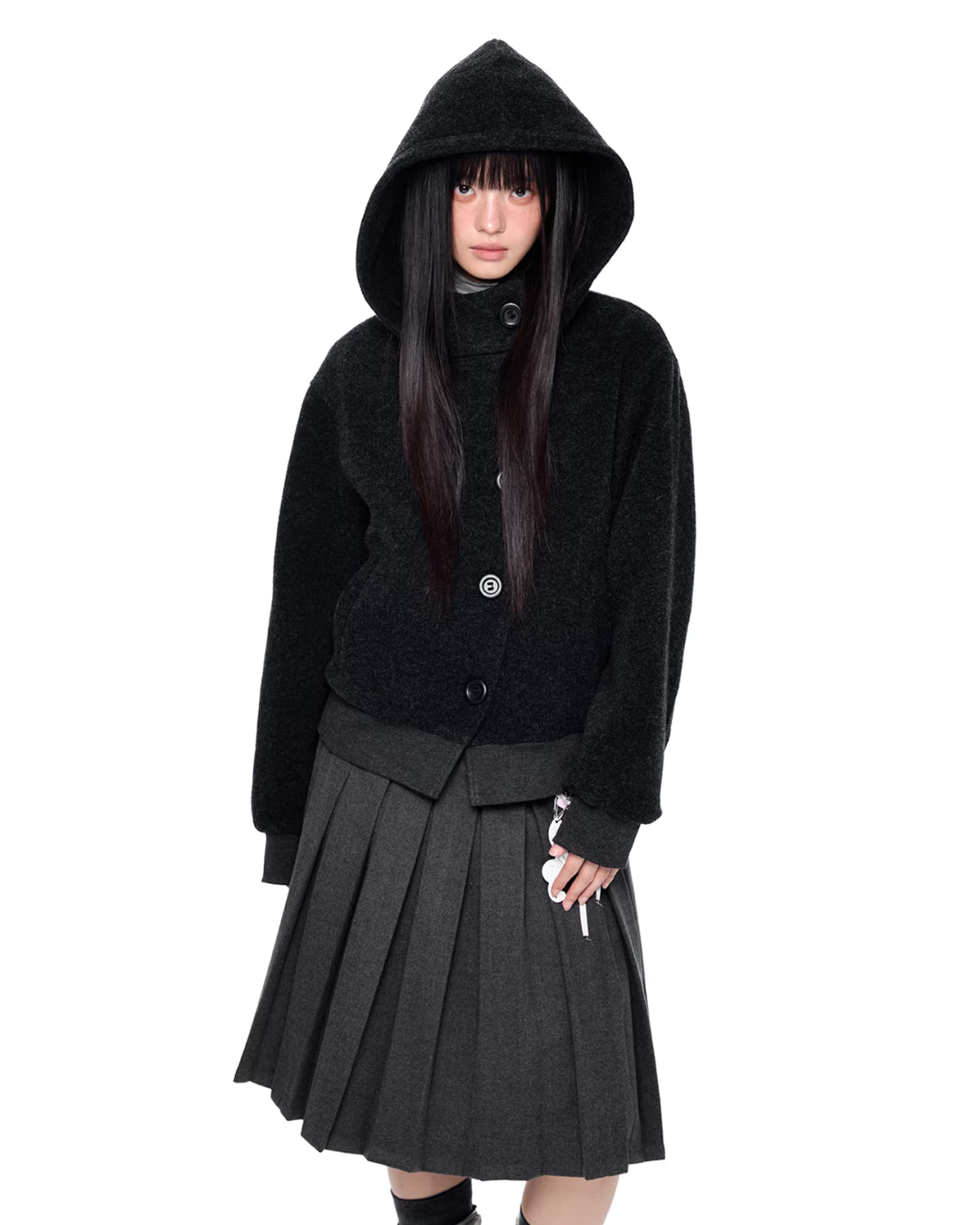 Short Wool Hooded Coat EZK0102