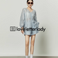 V-Neck Blue Striped Tops / Loose Shorts LLA0247