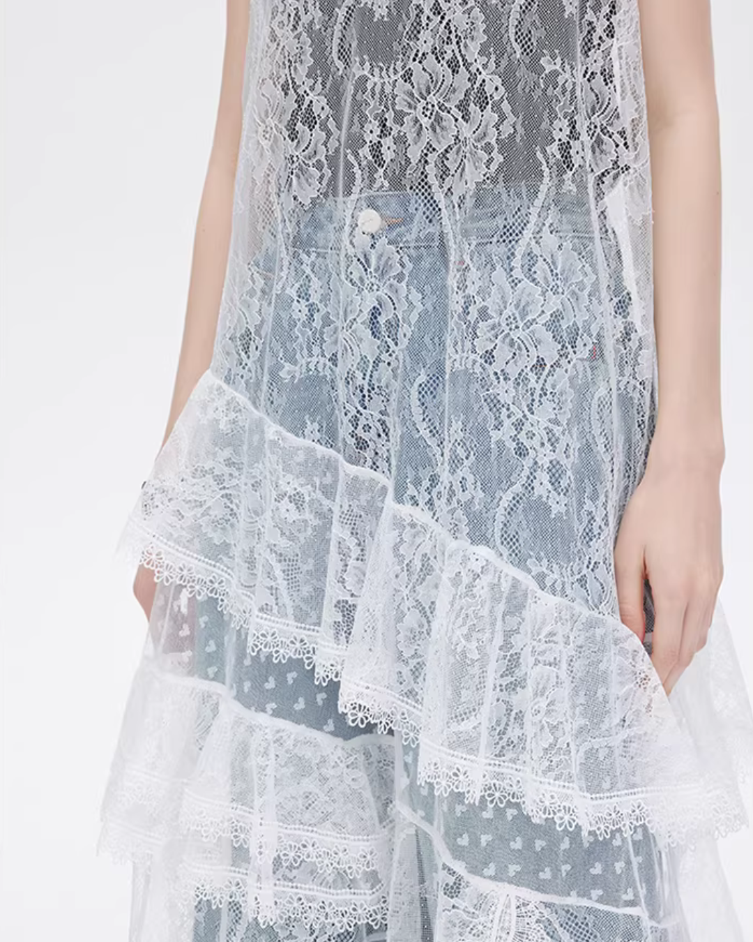 Asymmetric Lace Patchwork Dress SHN0033