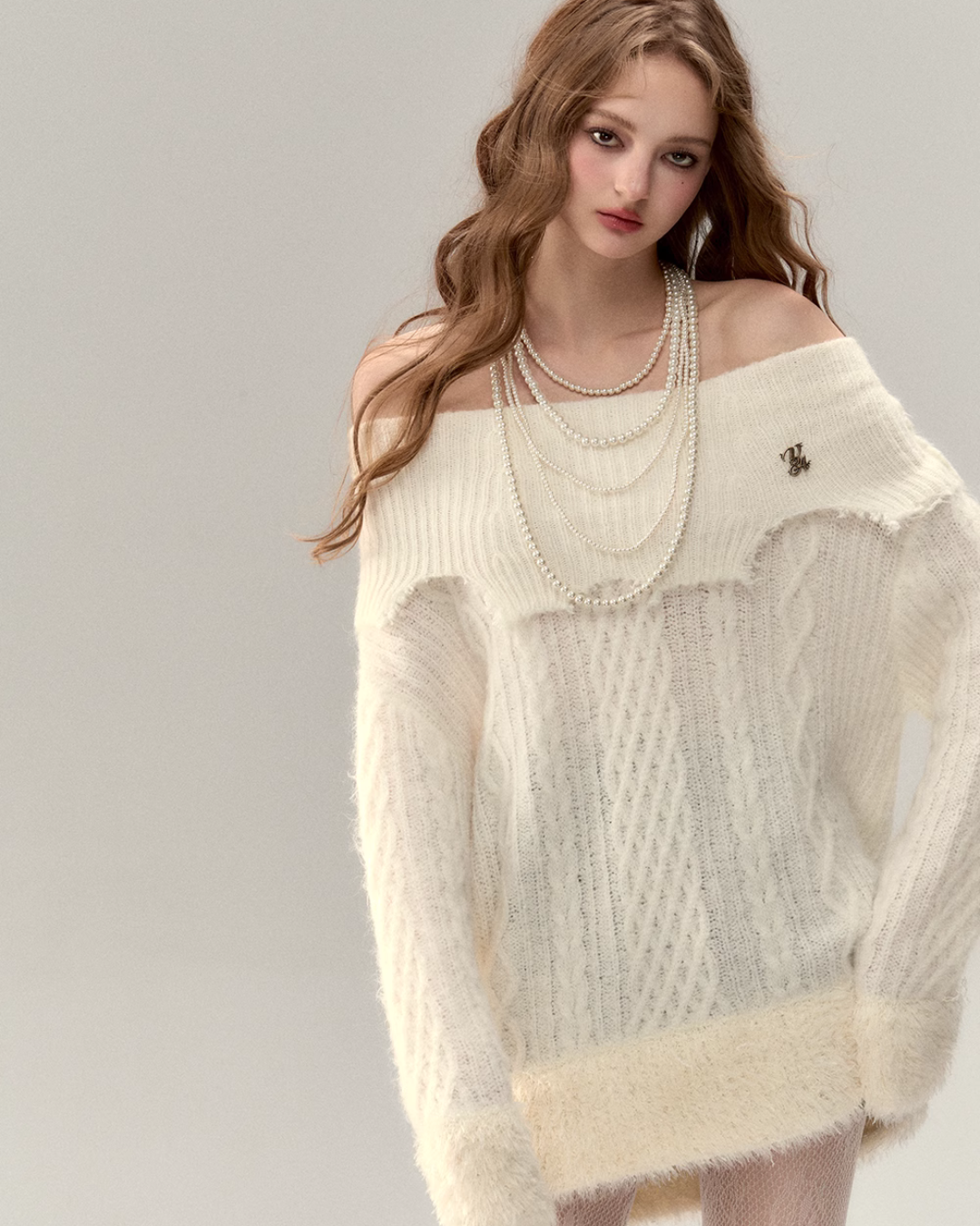 Offshoulder Cable Knit Dress VPT0019