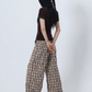 Check Stretch Wide Pants FZK0079