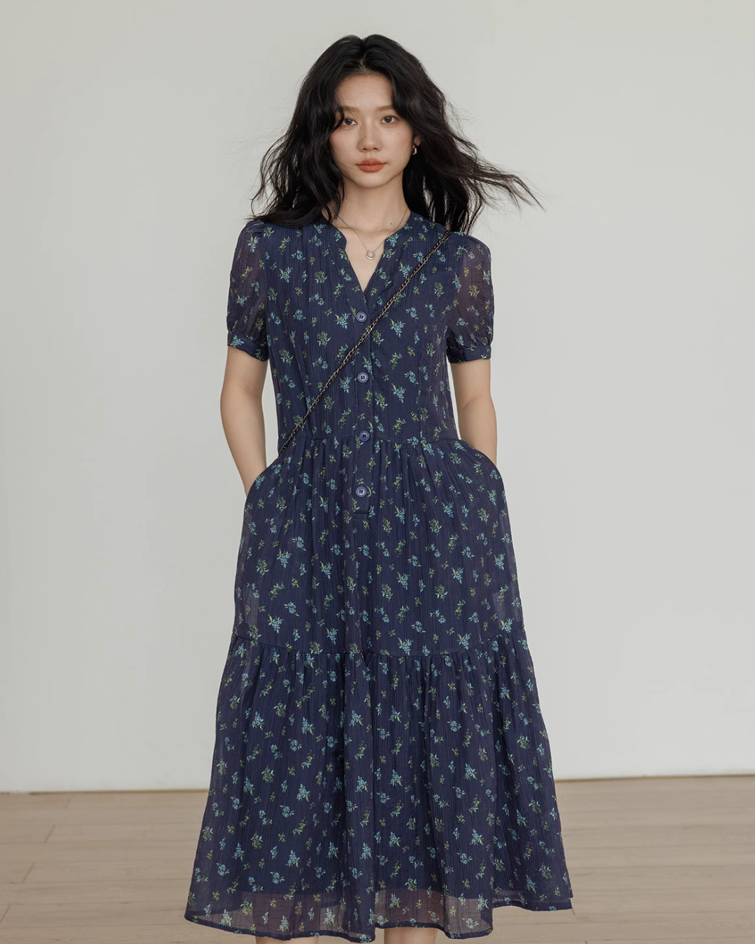 Key Neck Floral Dress VAS0121