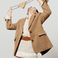 Retro Light Camel Jacket / Apricot Shirt / Mini Skirt LLA0541