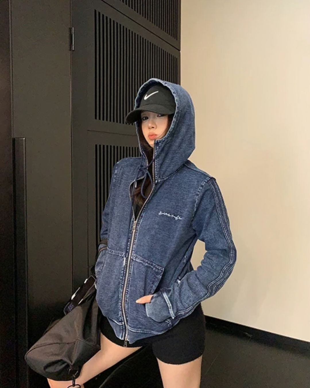 Denim Zip-Up Hoodie YLS1041