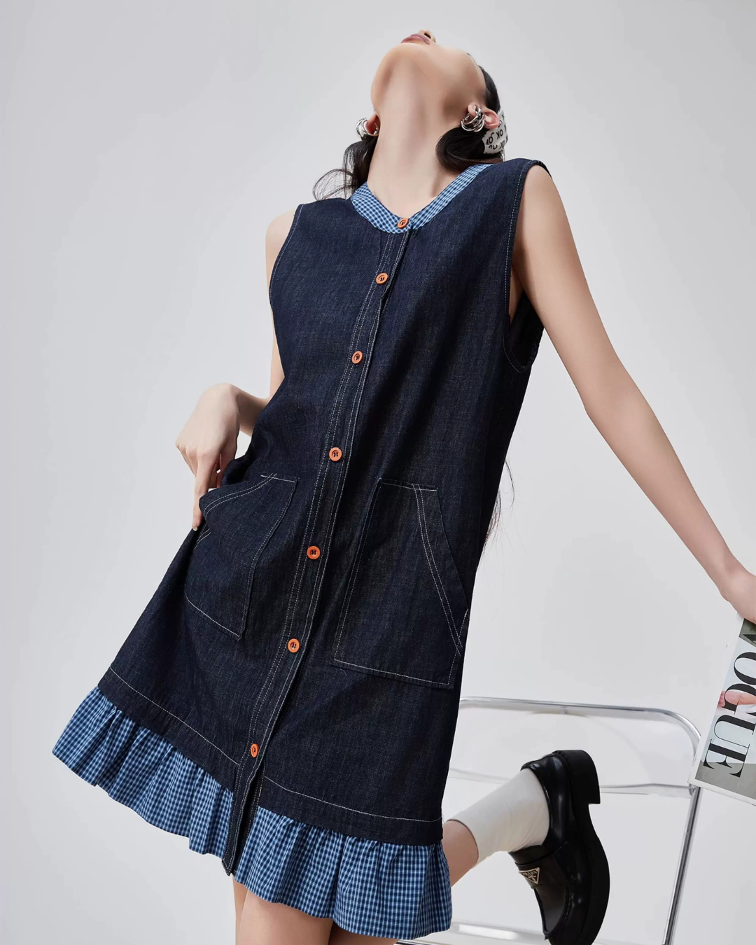 Gingham Check Sleeveless Mini Dress FER0280
