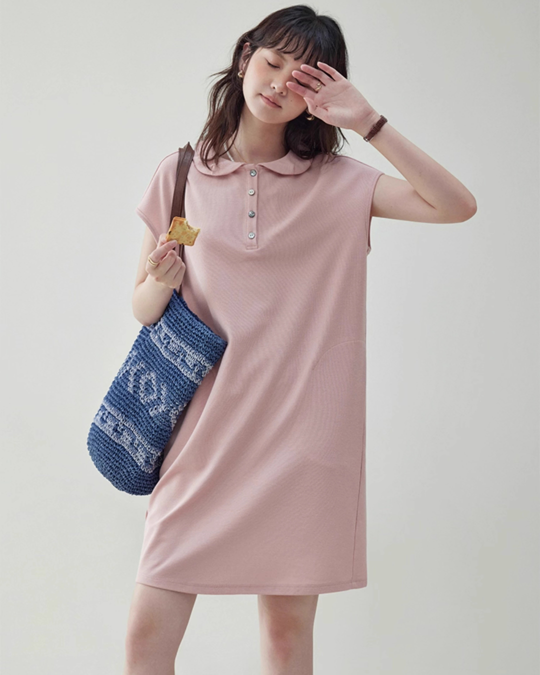 Round Collar Pastel Pink Dress AMU0026