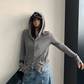 Snap Button Hooded Cardigan YLS1039