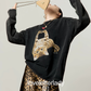 Vintage Printed Long-Sleeve T-Shirt / Leopard Skirt LLA0663
