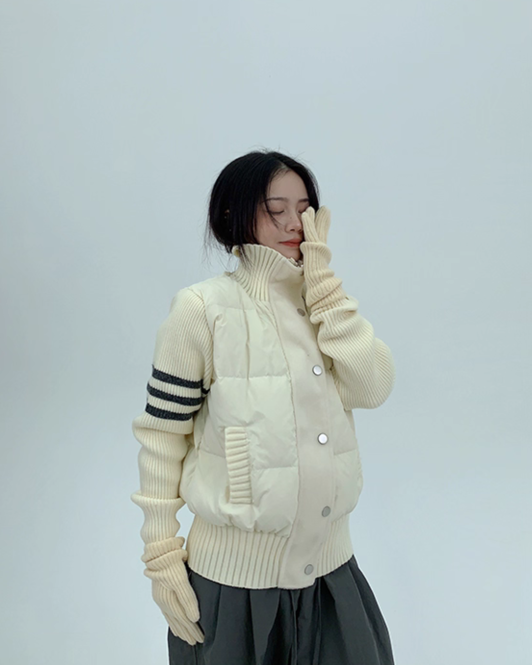 Down Vest Knit Sleeve Jacket YLS0995