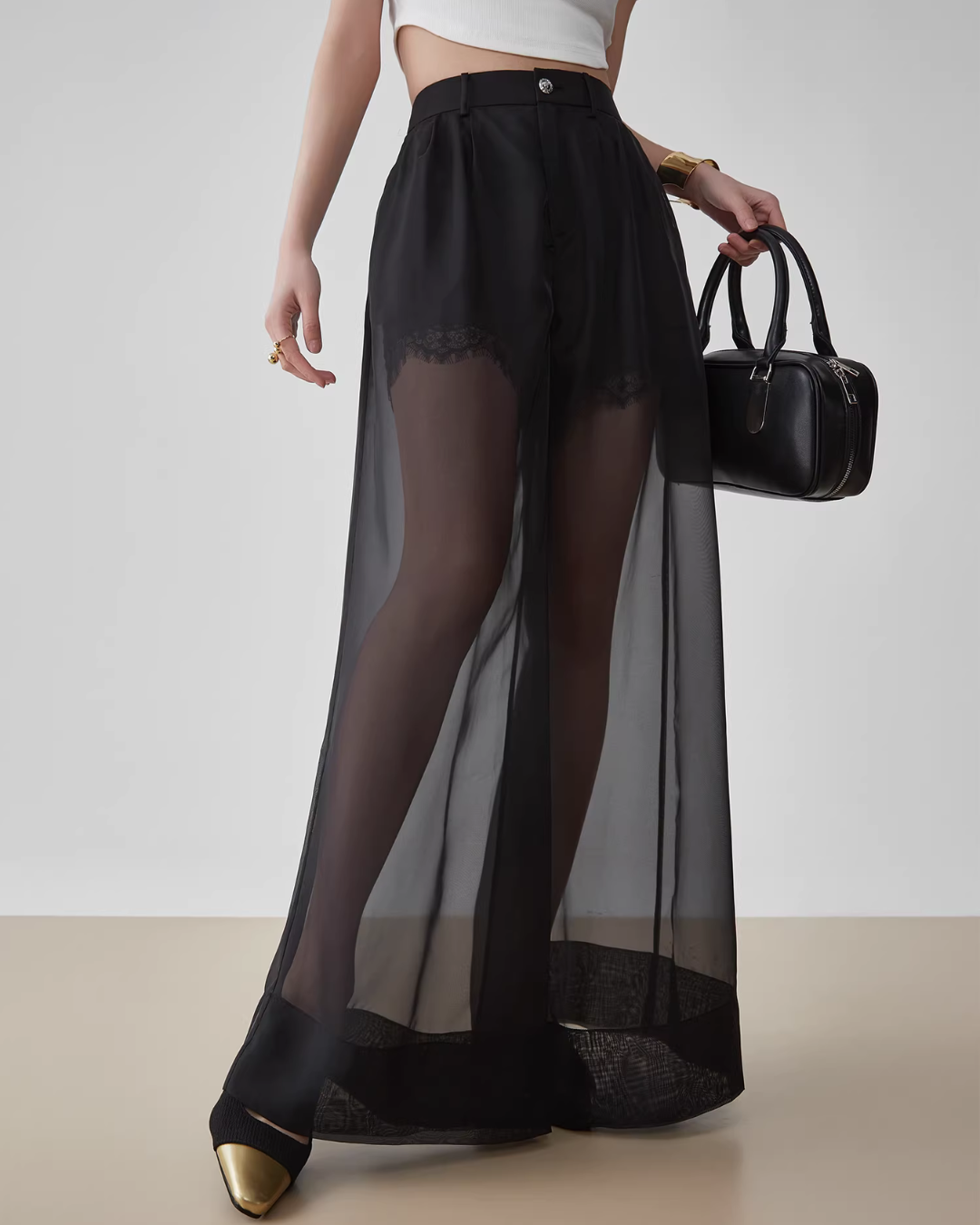 Layer Sheer High-Waist Pants FER0069