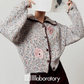Mixed Color Knit Cardigan/Dark Purple Skirt LLA0580