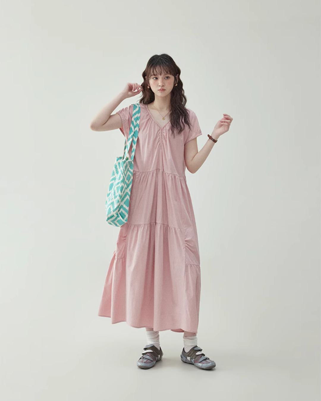 Tiered Flare Long Dress AMU0015