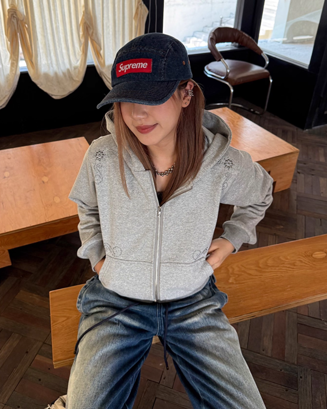 Studded Zip Up Hoodie CYE0036