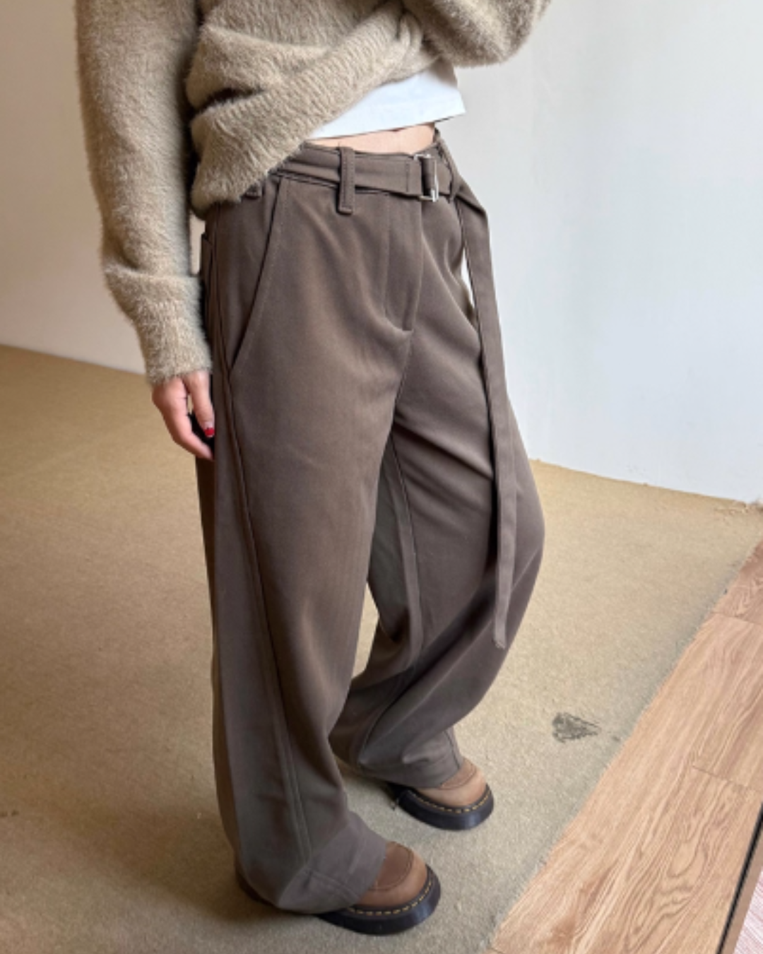 Belt Design Drapey Loose Pants CYE0068