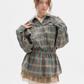 Green Plaid Drawstring Waist Shirt ZZF0360
