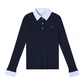 Striped Cat Ear Hoodie / Layered-Style Design Shirt ASG0076