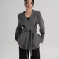 Collarless Wool Coat with Choker SRS0393