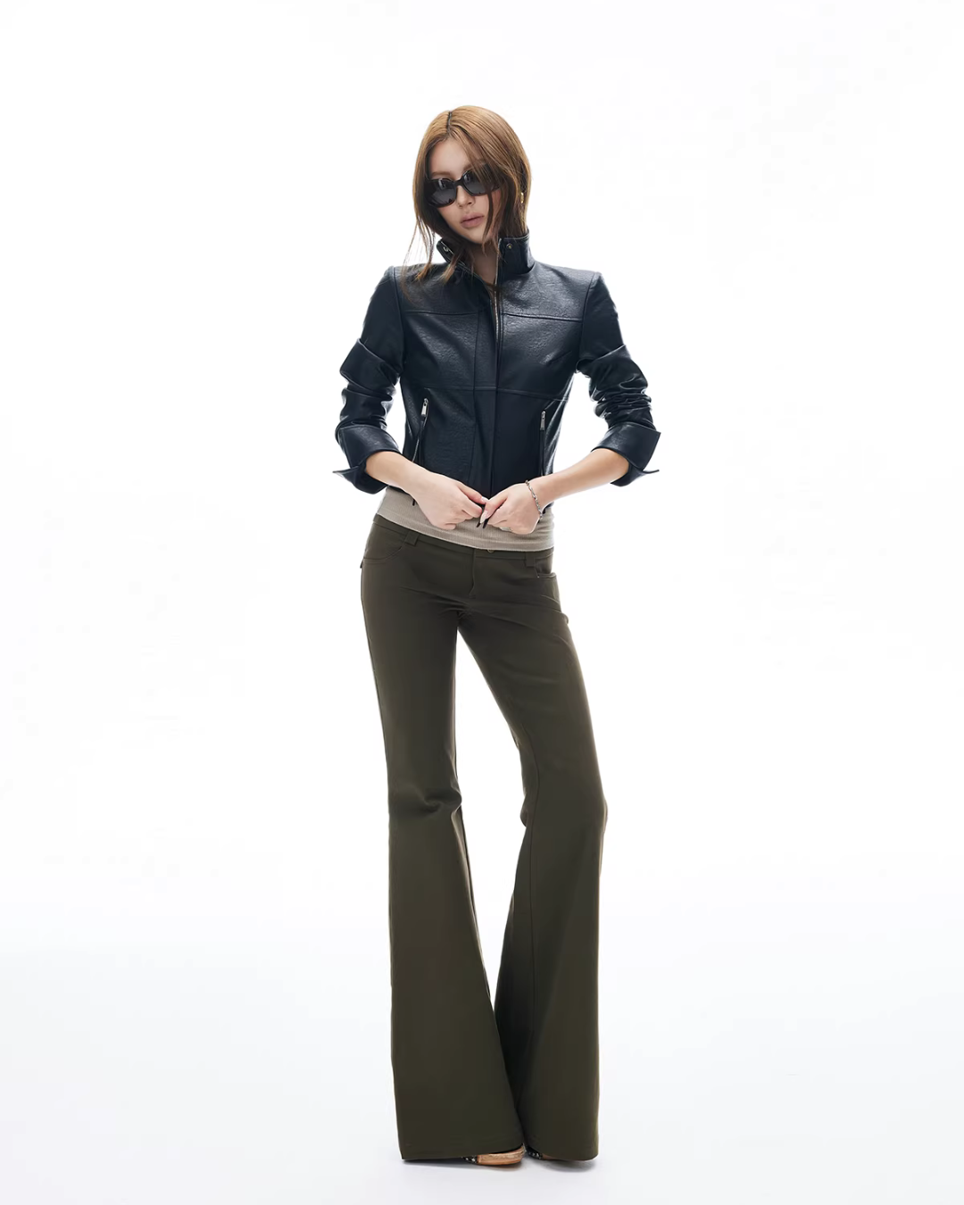 Leather Stand Collar Short Jacket IMX0005