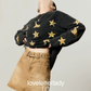 Black Star Print Loose T-Shirt / Denim Mini Skirt LLA0662