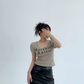 Round Neck Slim T-Shirt / Leather Tight Mini Skirt YLS0213