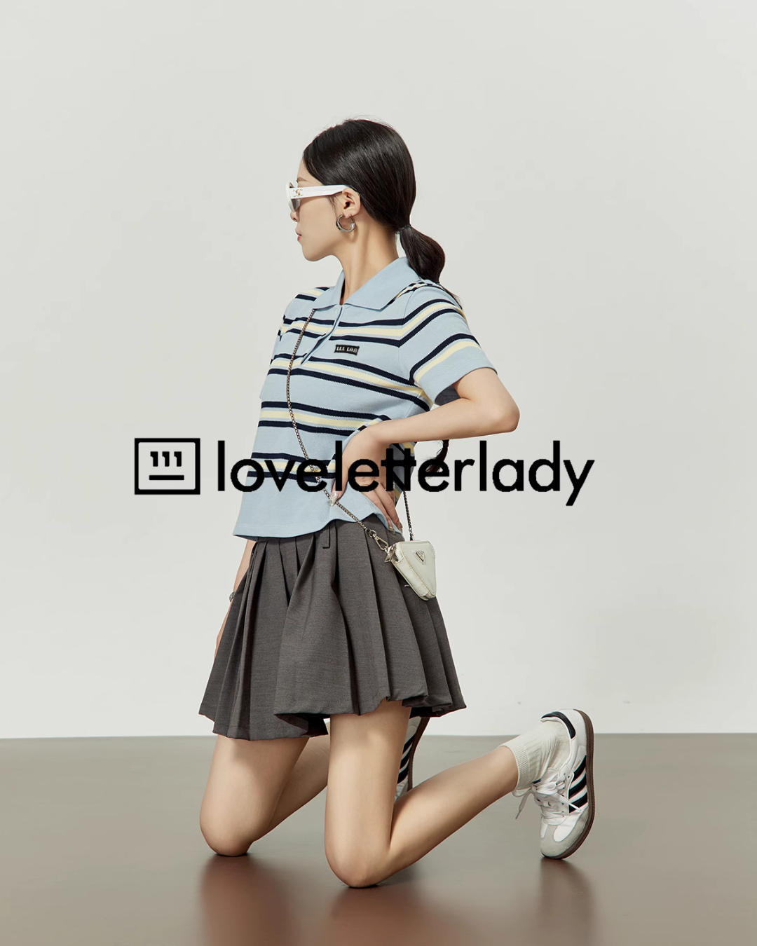 Polo Striped Tops / Pleated Skirts LLA0122