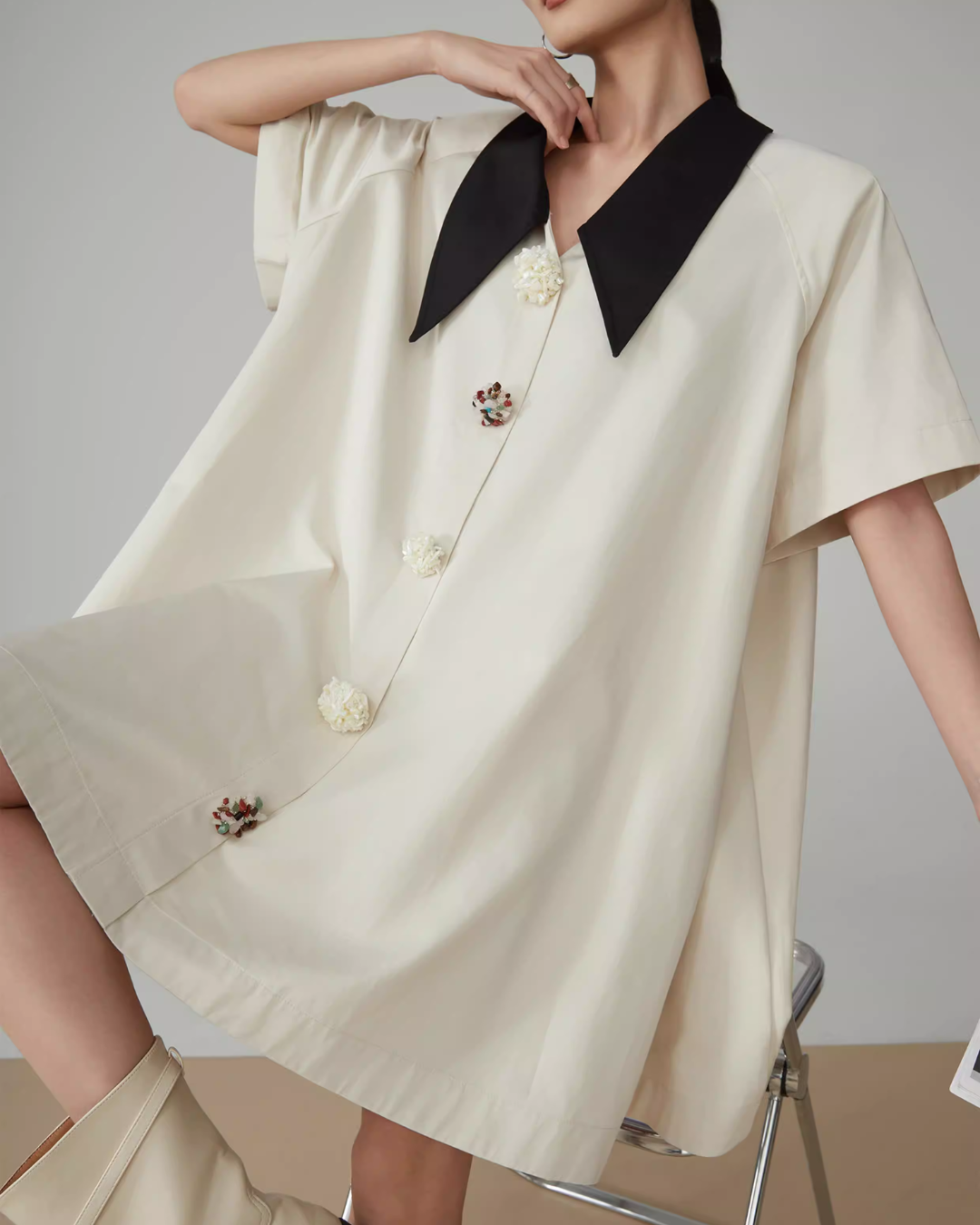 Retro Color-Blocked T-Shirt Dress FER0063