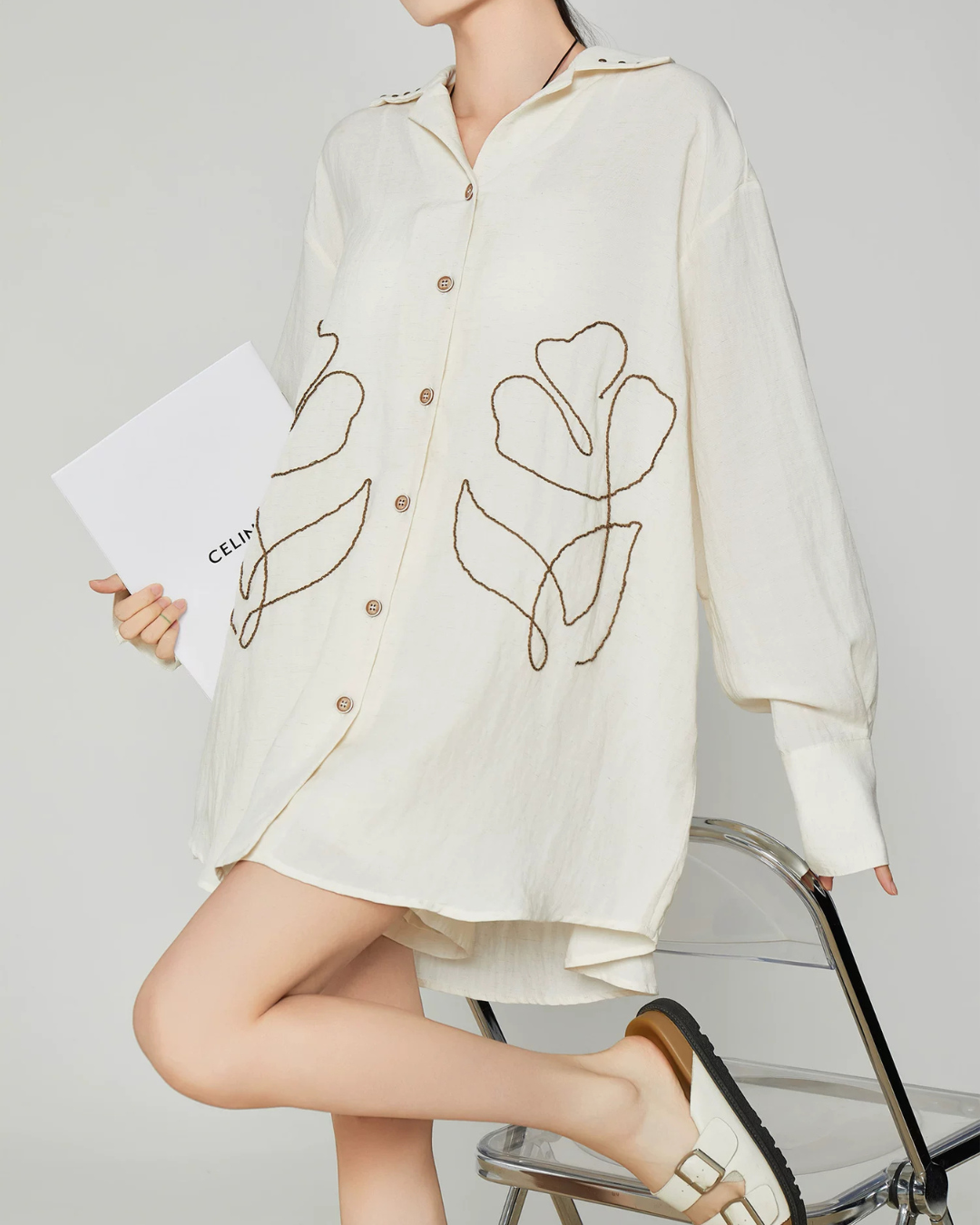 Floral Rope Embroidery Shirt / Short Pants FER0389