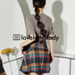 American Printed T-Shirt Check Skirt LLA0215