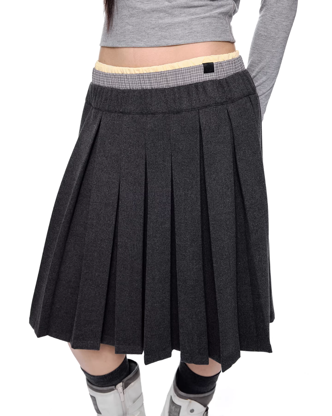 Plaid Patchwork Pleated Skirt EZK0095