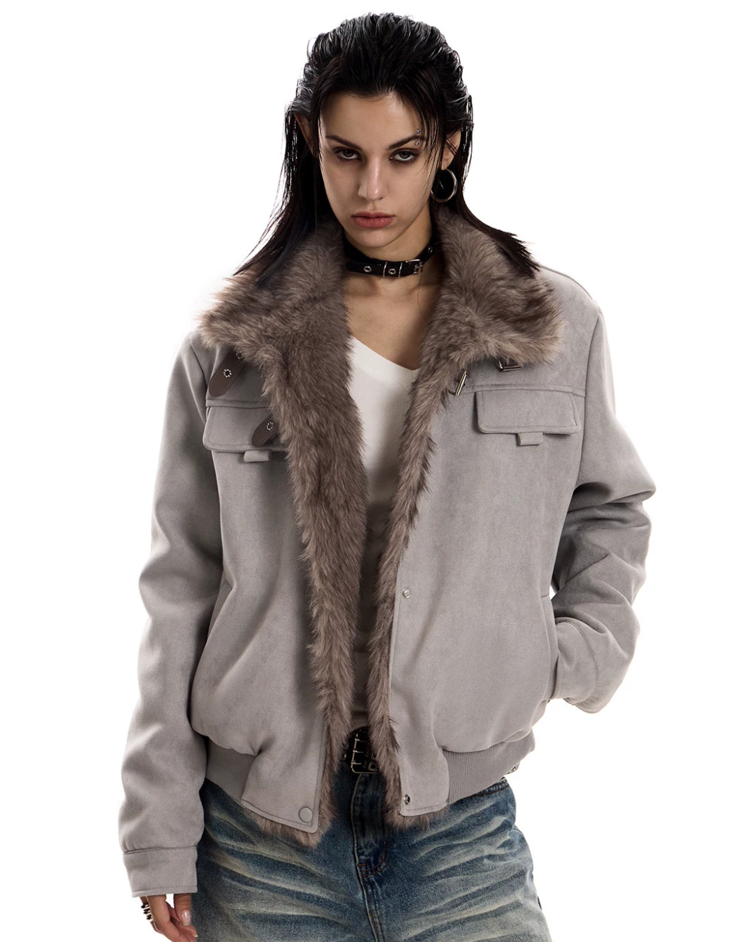 Suede Stand Collar Eagle Jacket  ZTS0020